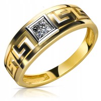 Złoty pierścionek zaręczynowy 408-1 333 8K cyrkonia 