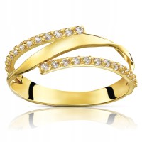 Złoty pierścionek zaręczynowy 2-1 333 8K cyrkonia 