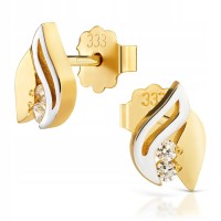 Złote kolczyki listki  z cyrkoniami złoto 333 8K 2370-3