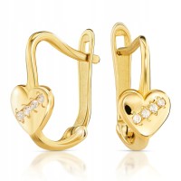 Złote kolczyki serce z cyrkoniami złoto 333 8K 2373-3