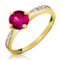  Złoty pierścionek zaręczynowy 1545r-3  585 14K rubin