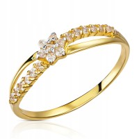  Złoty pierścionek zaręczynowy 1304b-2 333 8K cyrkonia 