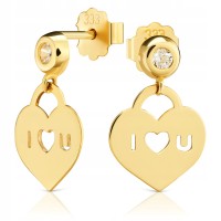Złote kolczyki z cyrkoniami złoto serce pr. 333  2425c-3