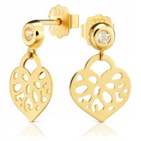 Złote kolczyki z cyrkoniami złoto pr. 333 serce ażurowe 2425b-3