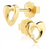 Złote kolczyki z cyrkoniami złoto 333 8K  serce 158s-1