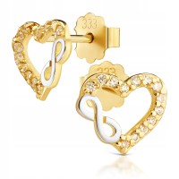 Złote kolczyki z cyrkoniami złoto 333 8K serce 2436-3