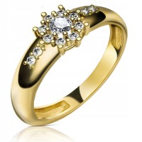 Złoty pierścionek zaręczynowy 1618b-3 333 8K cyrkonia 