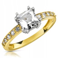 Złoty pierścionek zaręczynowy 333 8K cyrkonia