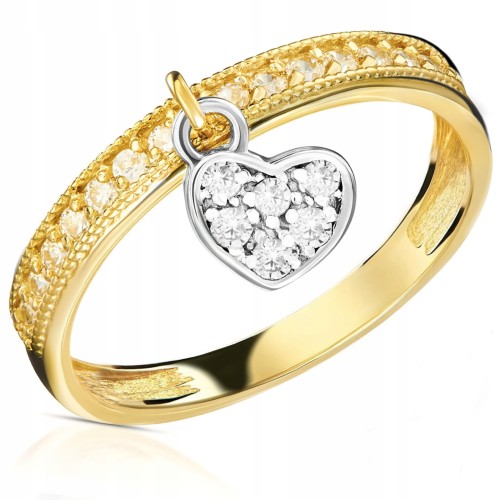 Złoty pierścionek zaręczynowy 968-1  333 8K cyrkonia 