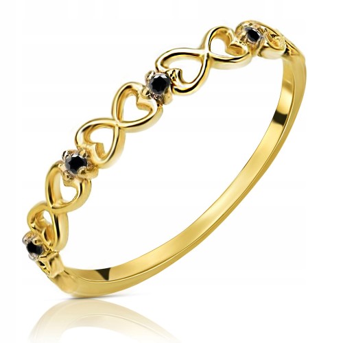 Złoty pierścionek zaręczynowy 1669o-3 333 8K cyrkonia 