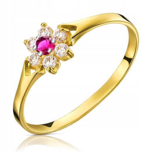 Złoty pierścionek zaręczynowy 1292r-3 333 8K cyrkonia 