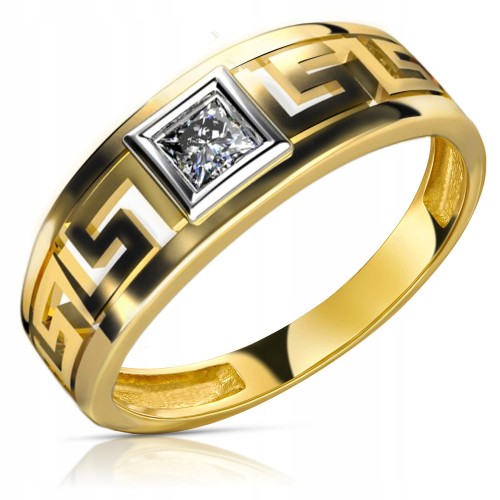 Złoty pierścionek zaręczynowy 408-1 333 8K cyrkonia 