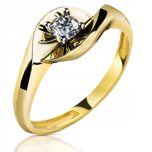 Złoty pierścionek zaręczynowy 287-1 333 8K cyrkonia 