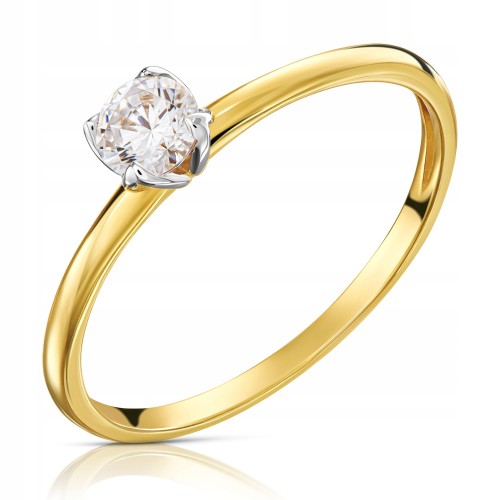 Złoty pierścionek zaręczynowy 1659-3 585 14K cyrkonia 