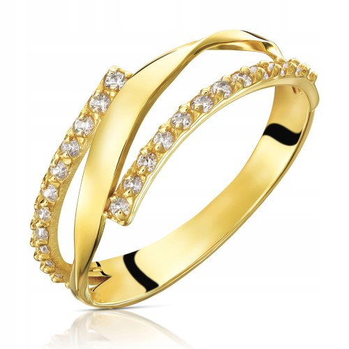 Złoty pierścionek zaręczynowy 2-1 333 8K cyrkonia 