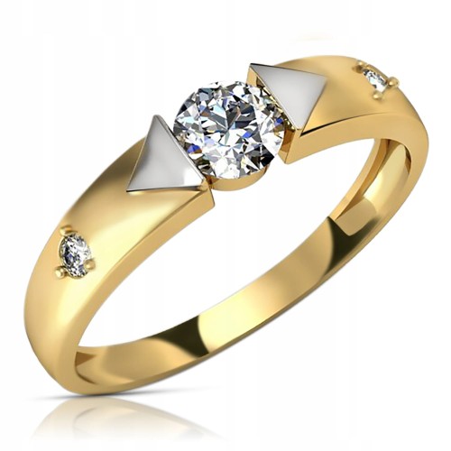 Złoty pierścionek zaręczynowy 333 8K cyrkonia  149-1