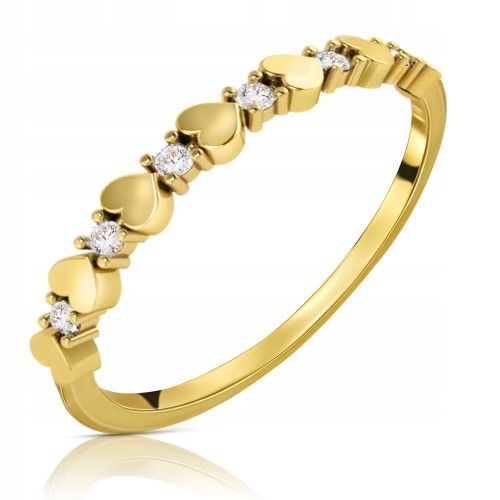 Złoty pierścionek zaręczynowy  serce 1663-3 333 8K cyrkonia 