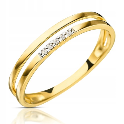 Złoty pierścionek zaręczynowy 1661-3 333 8K cyrkonia  