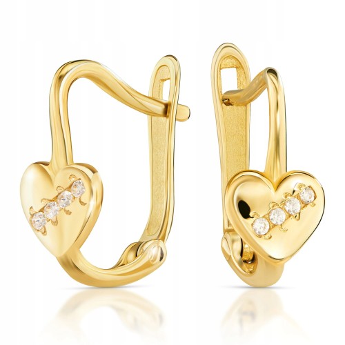 Złote kolczyki serce z cyrkoniami złoto 333 8K 2373-3