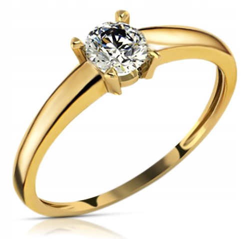 Złoty pierścionek zaręczynowy 1658b-3 333 8K cyrkonia 