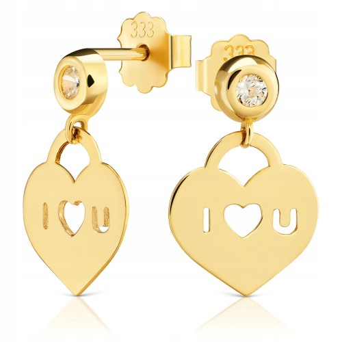 Złote kolczyki z cyrkoniami złoto serce pr. 333  2425c-3