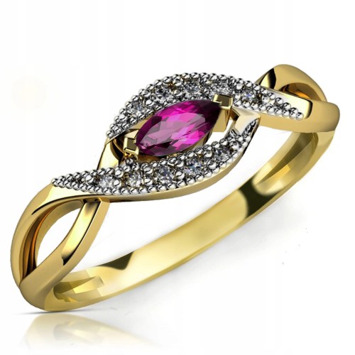 Złoty pierścionek zaręczynowy 236r-1-1 333 8K cyrkonia 