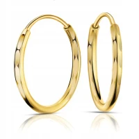 Złote kolczyki koła pr. 585 15mm kółka diamentowane