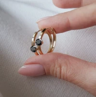 Złote kolczyki koła 585 14K 22mm  czarna cyrkonia rynna